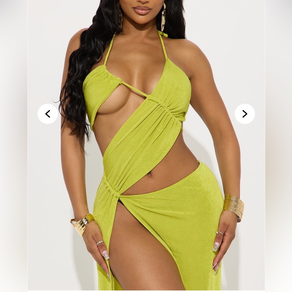 Elegant Lime Halter Maxi Dress
